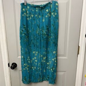 Norton McNaughton Teal Floral Maxi Skirt